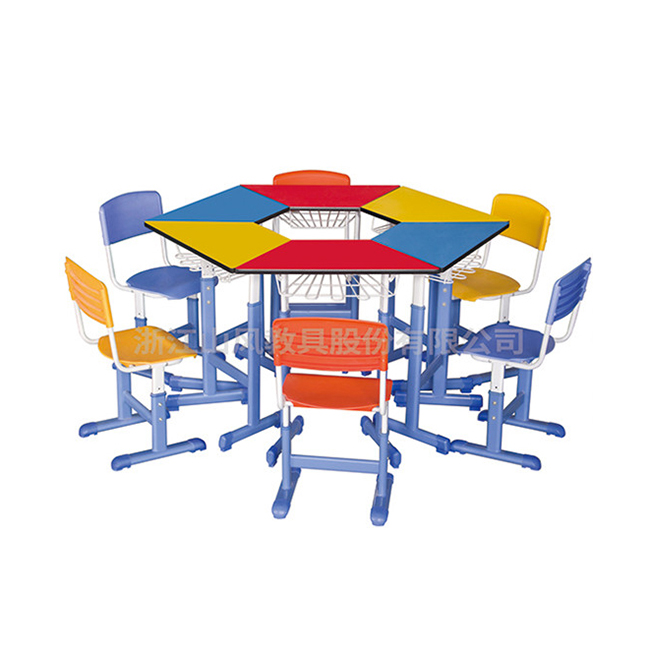 套管式升降六位T型组合桌椅-SF-A9052