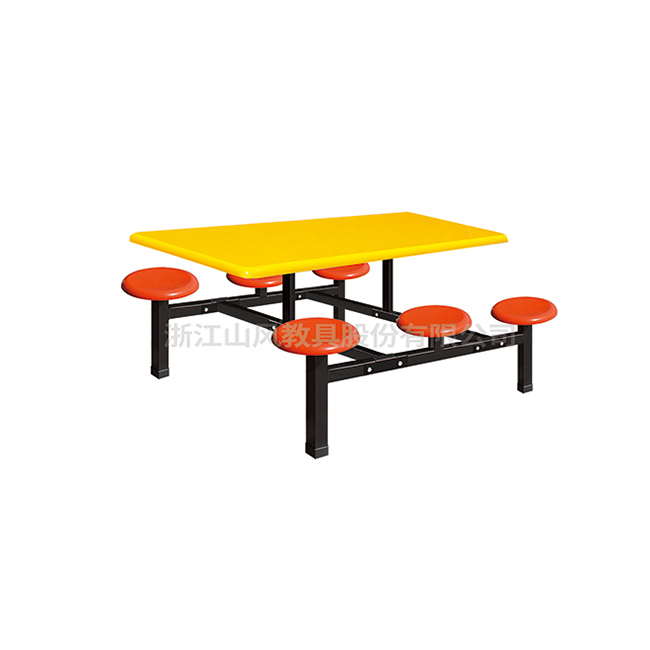 六人位玻璃钢圆凳餐桌-SF-H9009